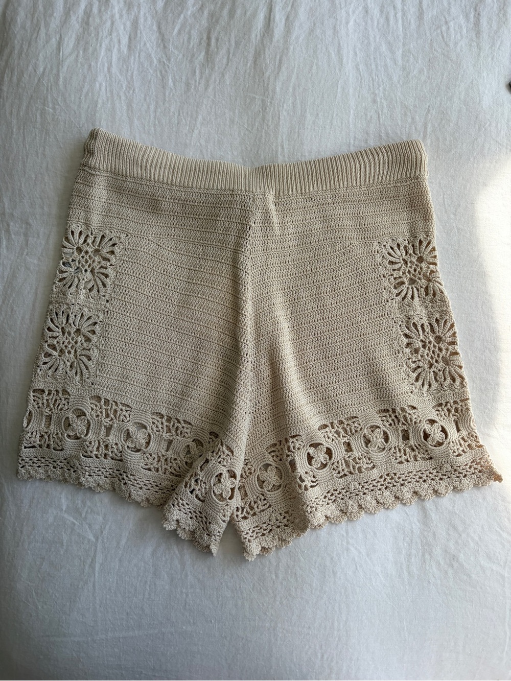 NWT Zimmerman Chintz Crochet Cotton Drawstring Beach Shorts Natural Cream Tan - Picture 8 of 11